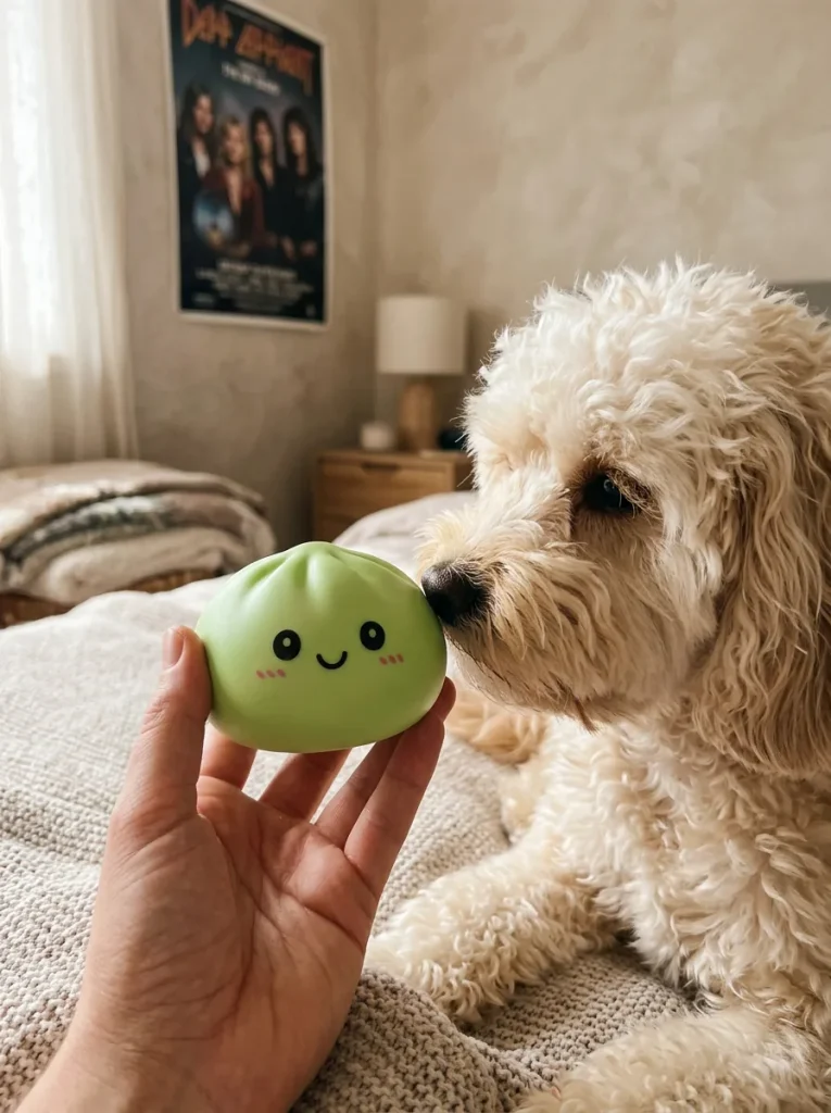 Dumpling Squishy Matcha Zielony z pluszakiem