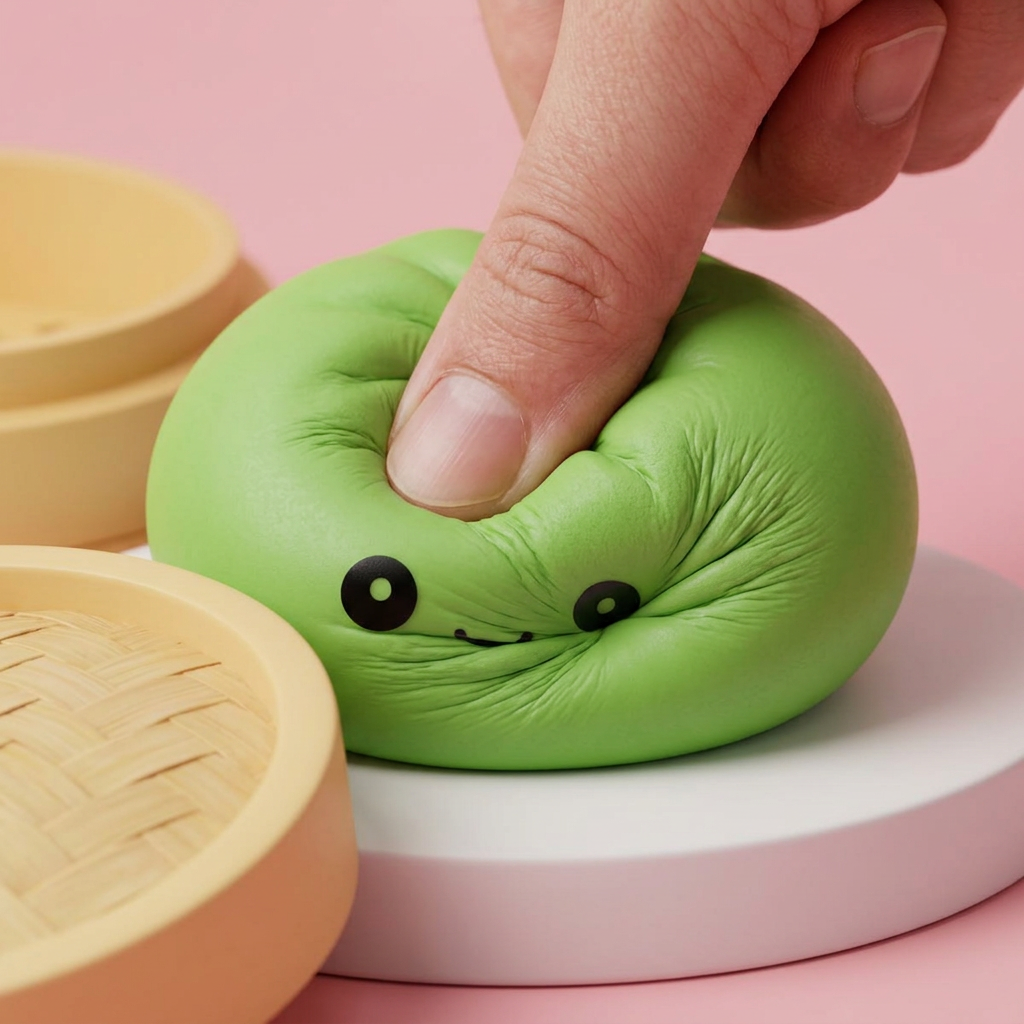 Dumpling Squishy Matcha Zielony efekt slow-rise w akcji
