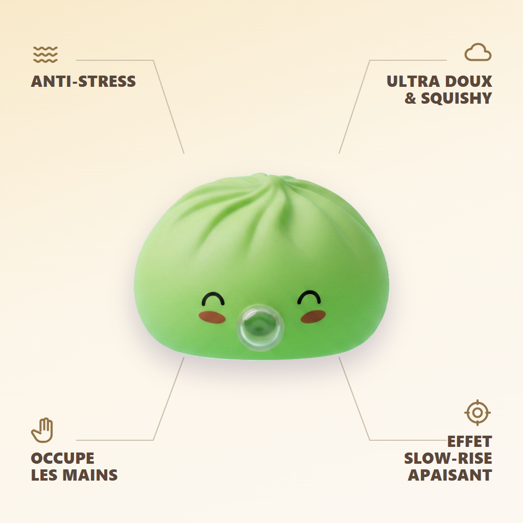 Dumpling Squishy Matcha Rare Blow Zielony infografika: najważniejsze zalety