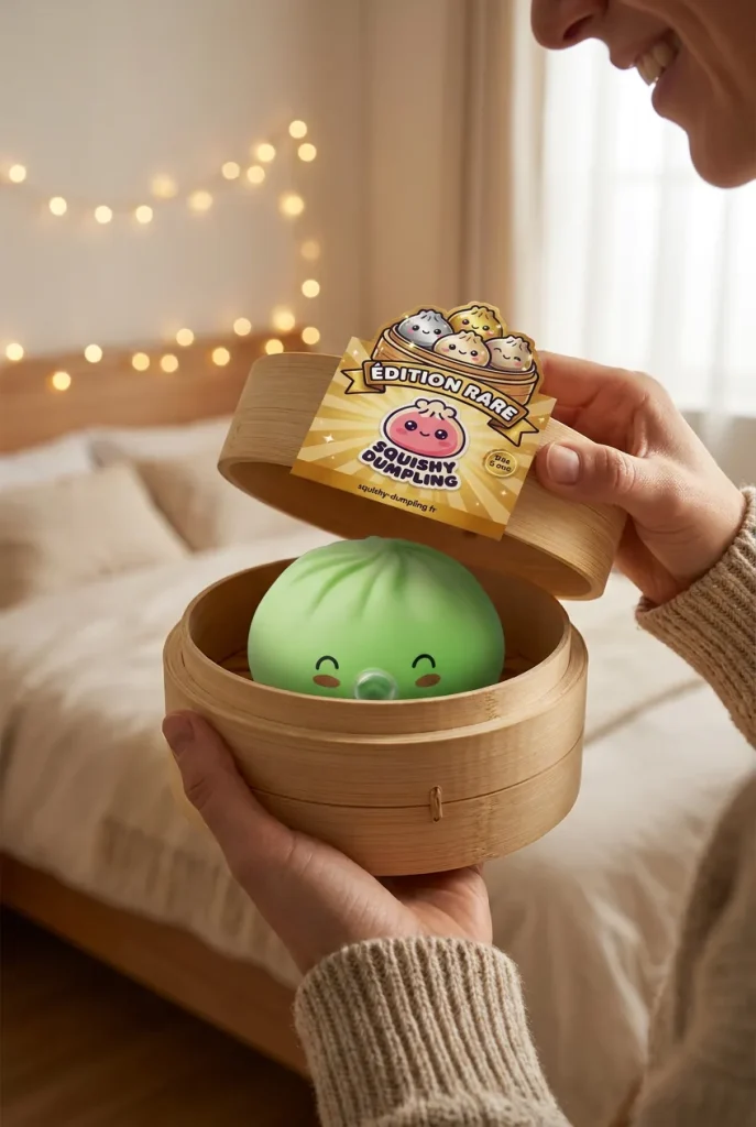 Dumpling Squishy Matcha Rare Blow Zielony podczas rozpakowywania