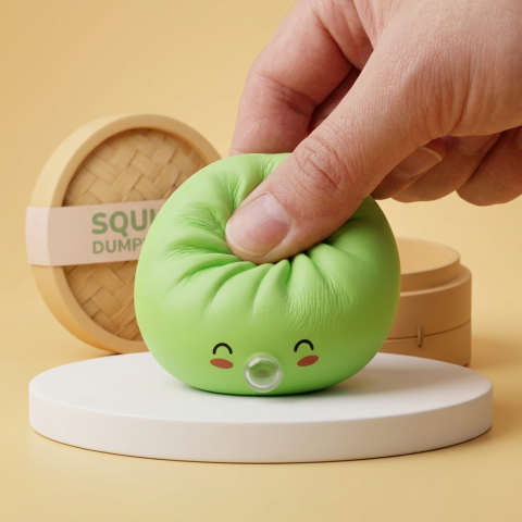 Dumpling Squishy Matcha Rare Blow Zielony efekt slow-rise w akcji