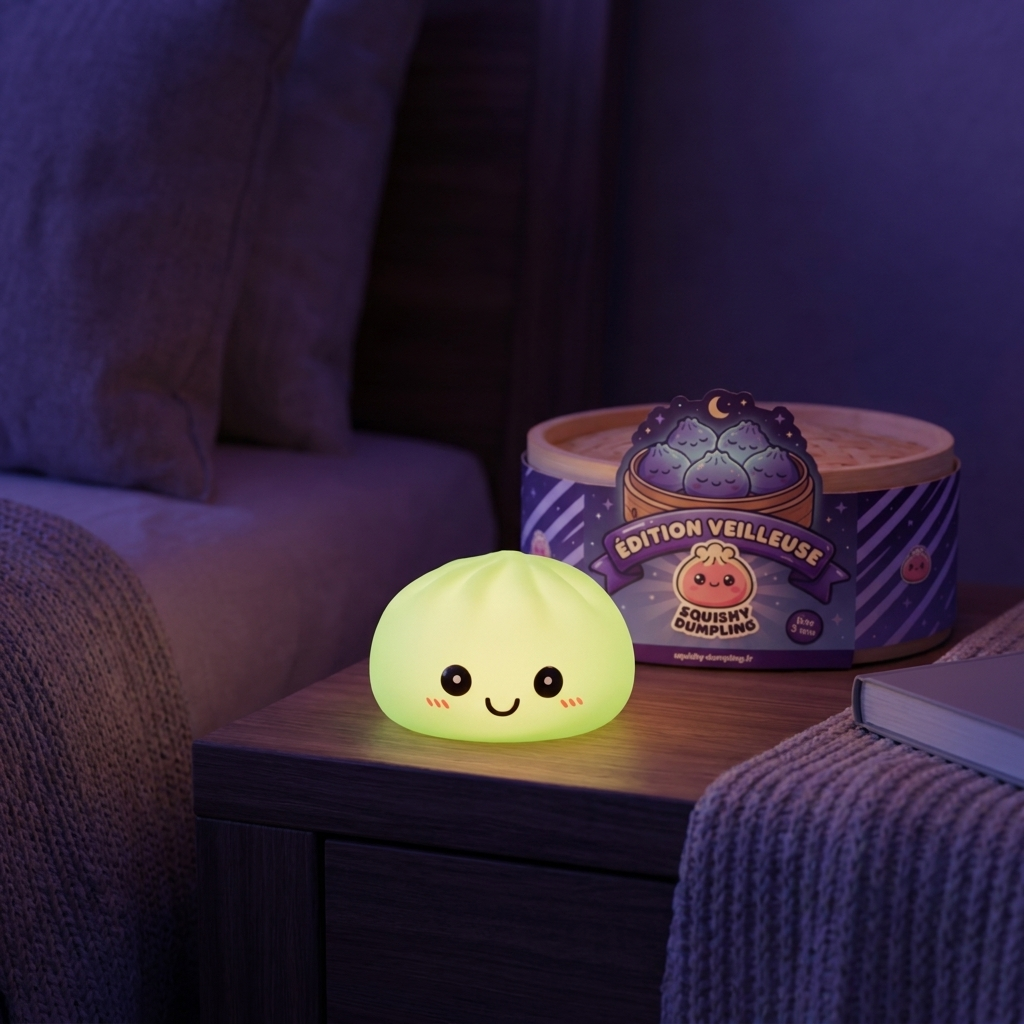 Dumpling Squishy Lampka Nocna Zielona w codziennej aranżacji