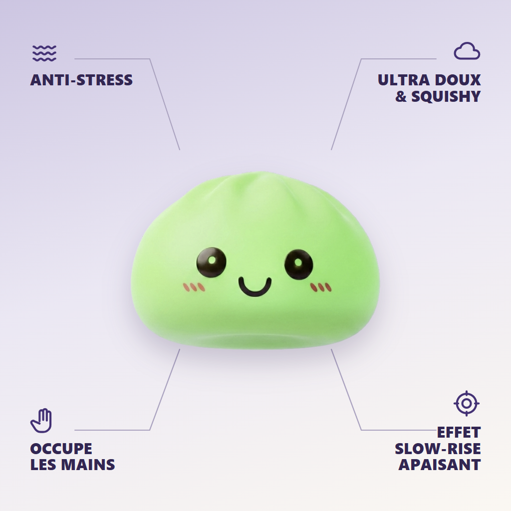 Dumpling Squishy Lampka Nocna Zielona infografika: najważniejsze zalety