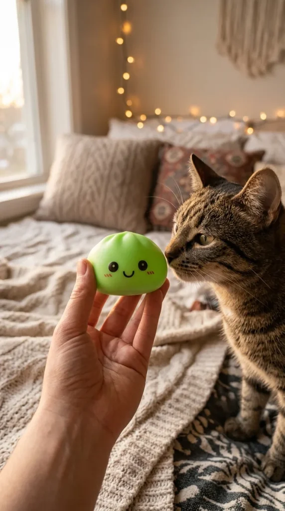 Dumpling Squishy Lampka Nocna Zielona z pluszakiem