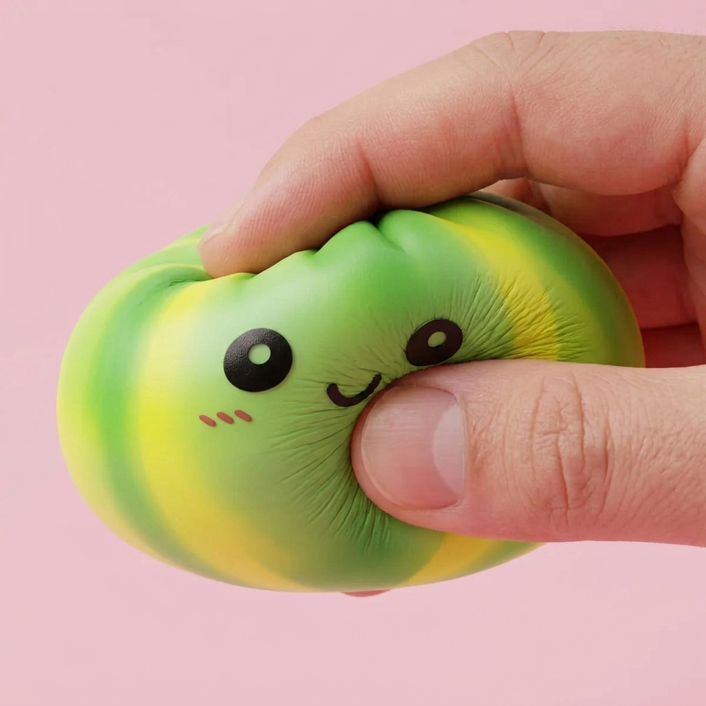 Squishy Dumpling Tie Dye Zielony Wir efekt slow-rise w akcji