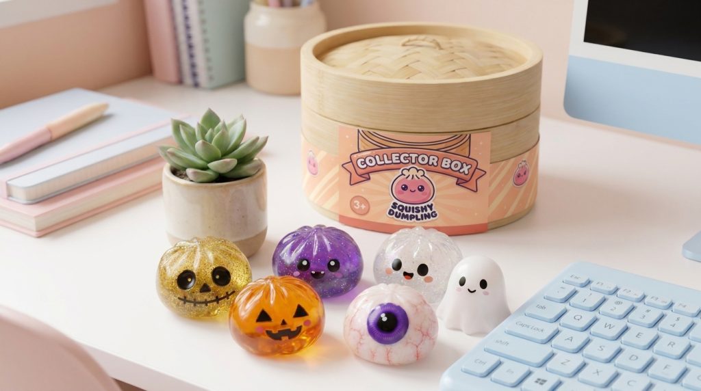 Dumpling Squishy Halloween Set 5 szt. w codziennej aranżacji