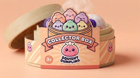 Dumpling Squishy Halloween Set 5 szt. w bambusowym koszyku