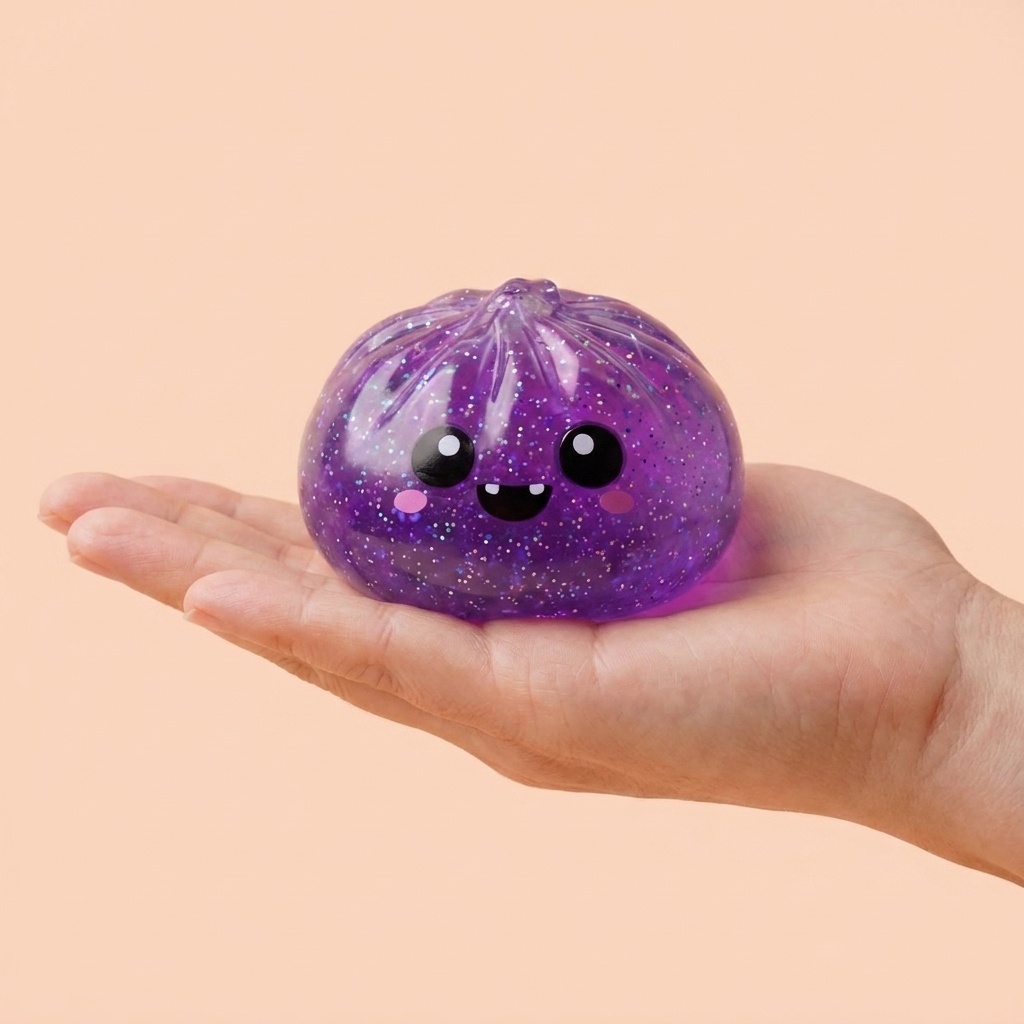 Dumpling Squishy Halloween Set 5 szt. w dłoni — porównanie rozmiaru