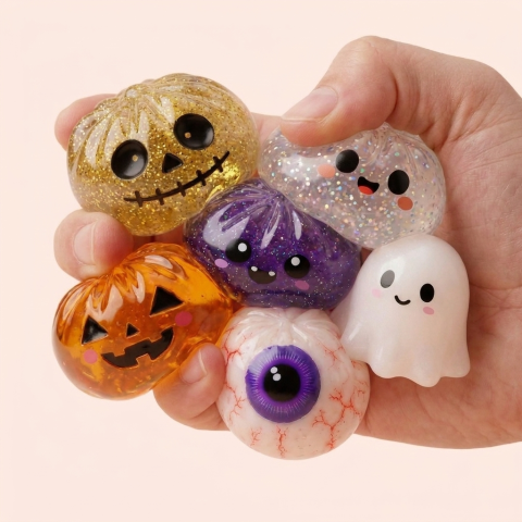 Dumpling Squishy Halloween Set 5 szt. efekt slow-rise w akcji