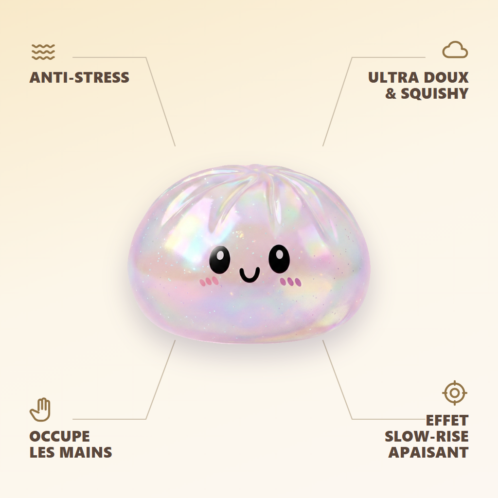 Dumpling Squishy Holographic Opalizujący Blask infografika: najważniejsze zalety
