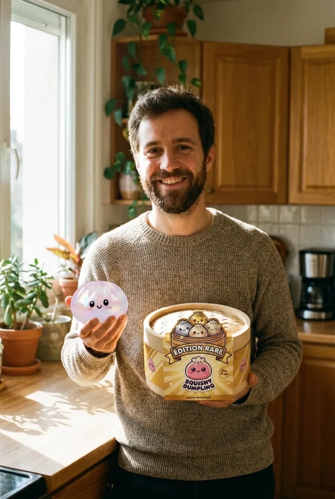Dumpling Squishy Holographic Opalizujący Blask z pudełkiem