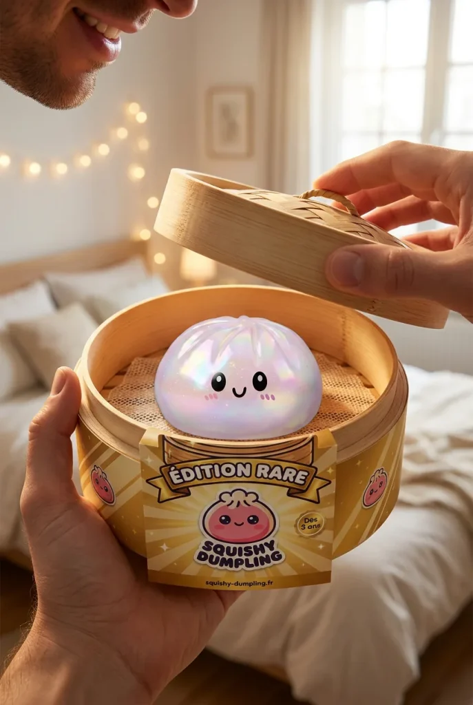 Dumpling Squishy Holographic Opalizujący Blask podczas rozpakowywania