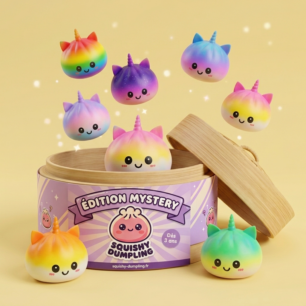 Jumbo Dumpling Squishy Jednorożec Rainbow ściskany w dłoni