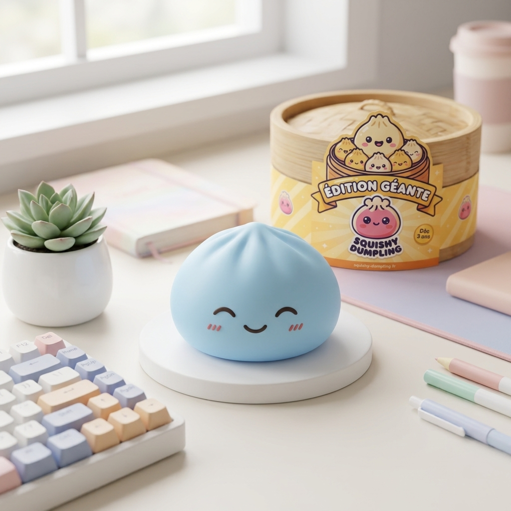 Squishy Dumpling Niebieski Gigant Jumbo w codziennej aranżacji