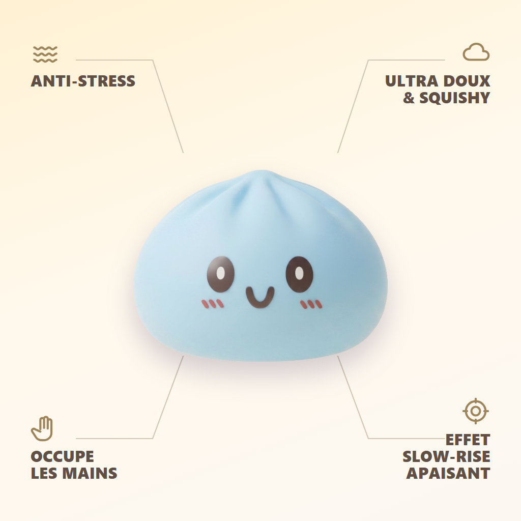 Squishy Dumpling Niebieski Gigant Jumbo infografika: najważniejsze zalety