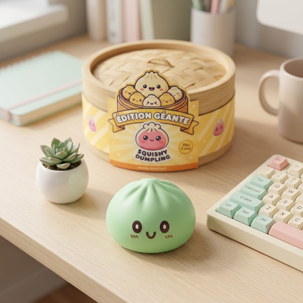 Squishy Dumpling Zielony XXL Jumbo w codziennej aranżacji