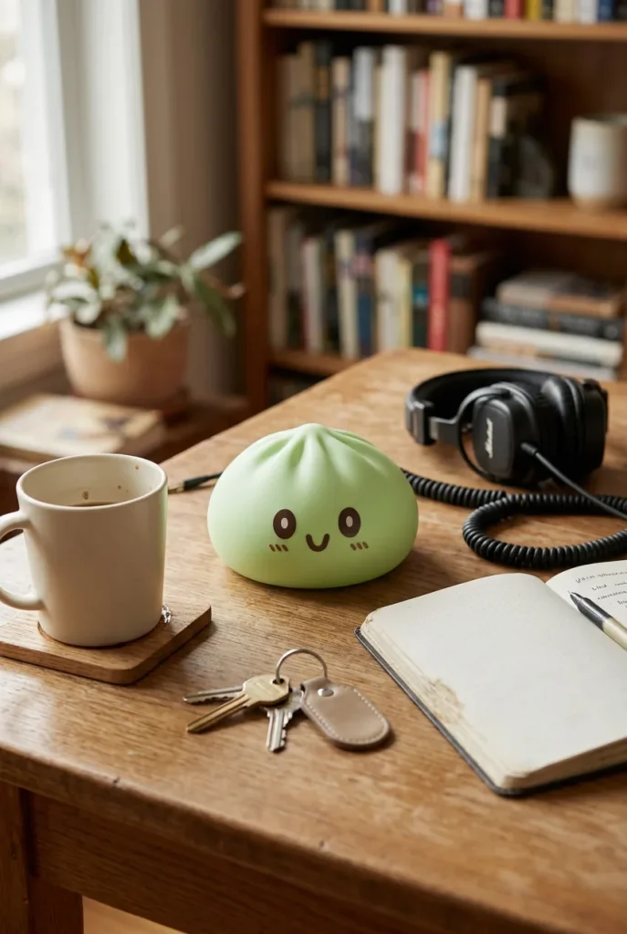 Squishy Dumpling Zielony XXL Jumbo na biurku