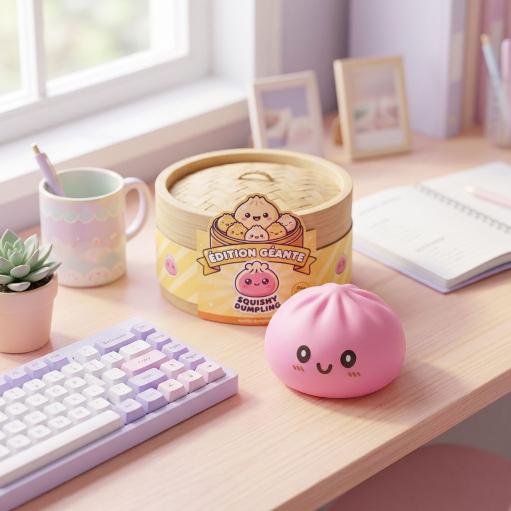 Dumpling Squishy Giant Różowy 15 cm w codziennej aranżacji