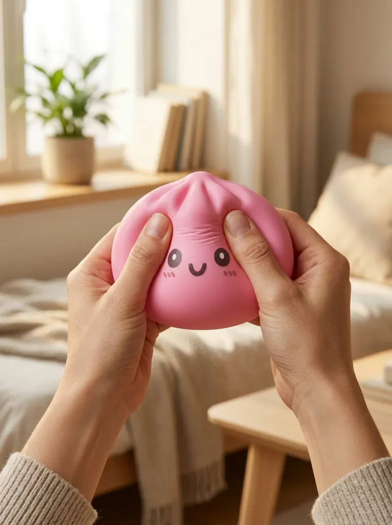 Dumpling Squishy Giant Różowy 15 cm podczas ściskania