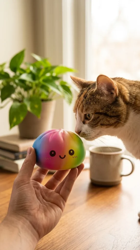 Rainbow Dumpling Squishy XXL Tęczowy Gigant z pluszakiem