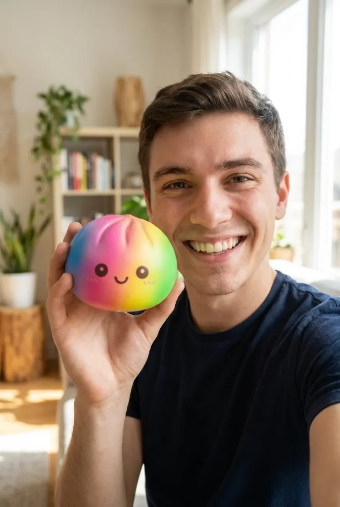Rainbow Dumpling Squishy XXL Tęczowy Gigant na co dzień