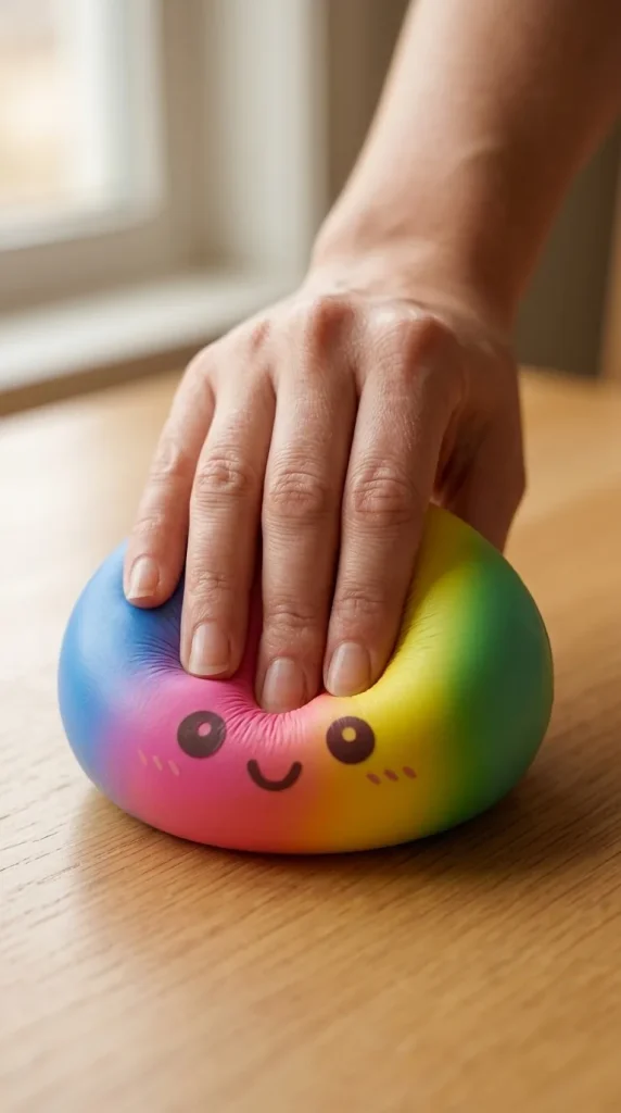 Rainbow Dumpling Squishy XXL Tęczowy Gigant podczas ściskania