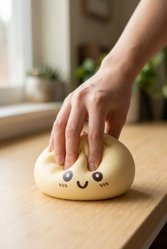 Squishy Dumpling Żółty XXL Jumbo podczas ściskania