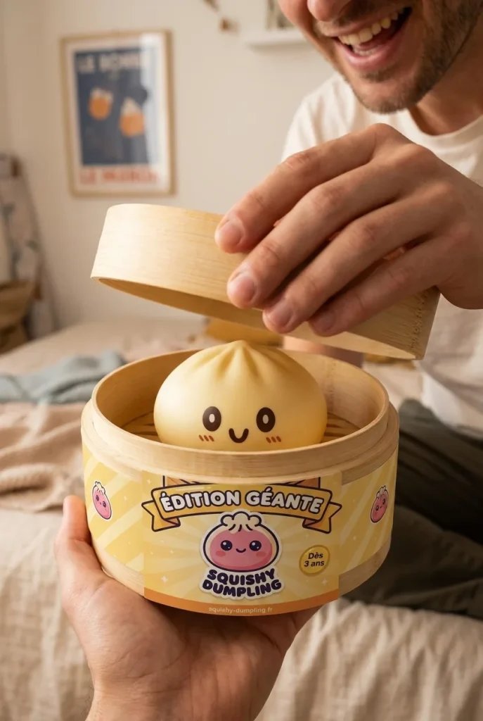 Squishy Dumpling Żółty XXL Jumbo podczas rozpakowywania