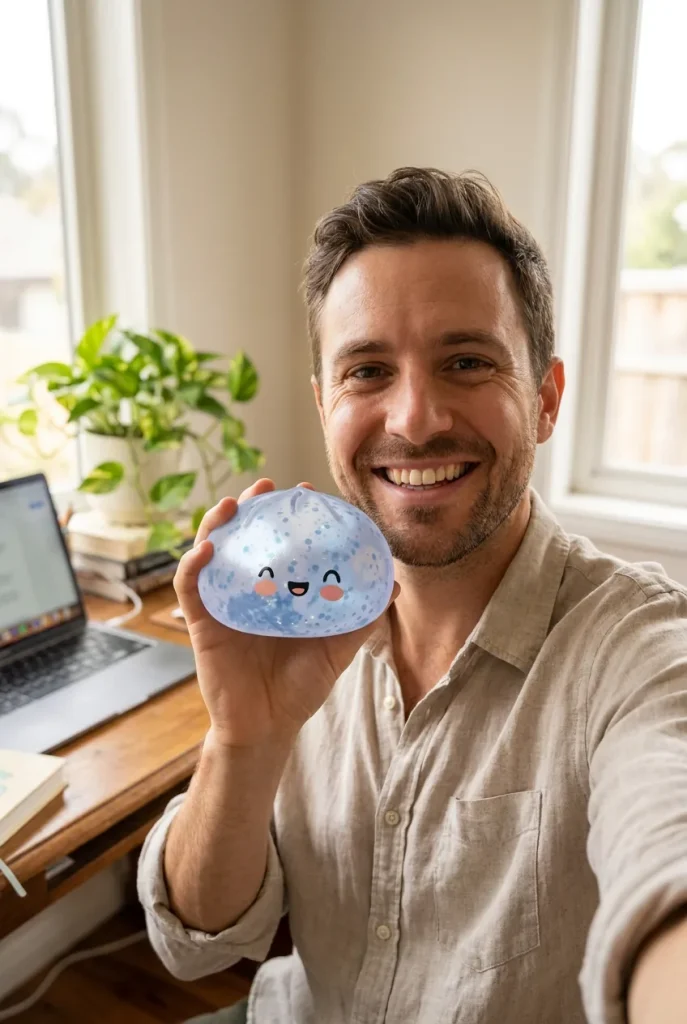 Dumpling Squishy Sparkle Lodowy Błękit na co dzień