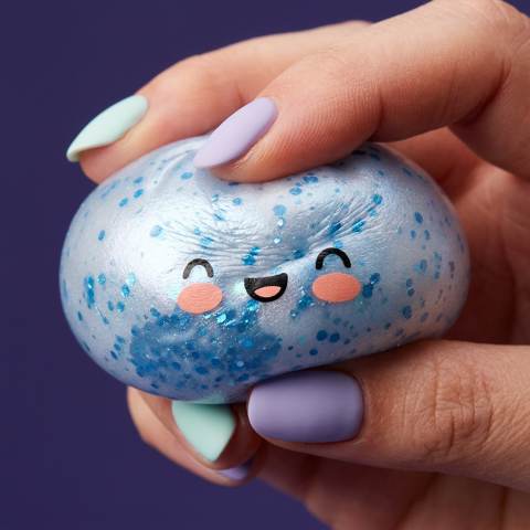 Dumpling Squishy Sparkle Lodowy Błękit efekt slow-rise w akcji