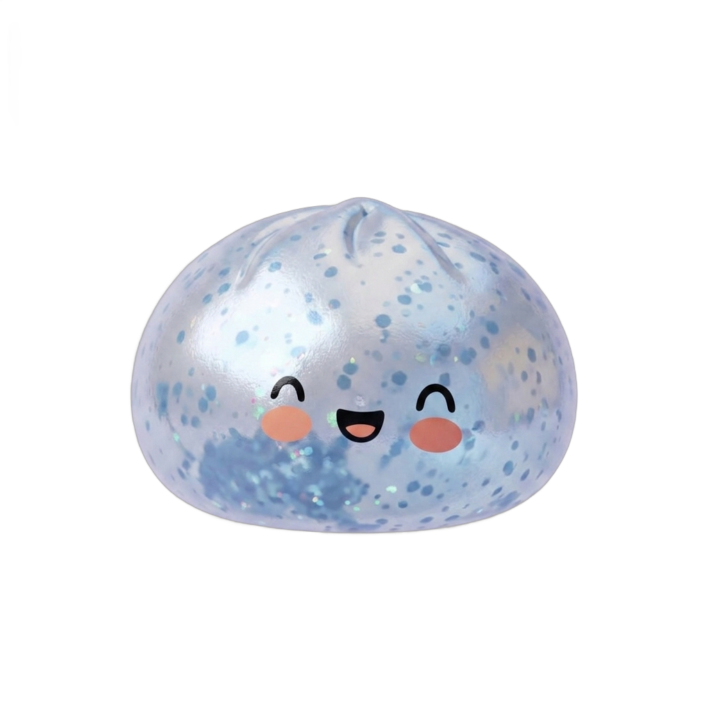 Dumpling Squishy Sparkle Lodowy Błękit ściskany w dłoni