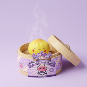 Dumpling Squishy Blind Box Mini 24 szt. w bambusowym koszyku