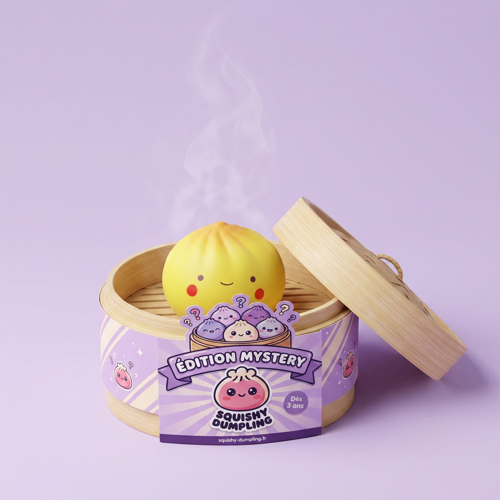 Dumpling Squishy Blind Box Mini 24 szt. w bambusowym koszyku