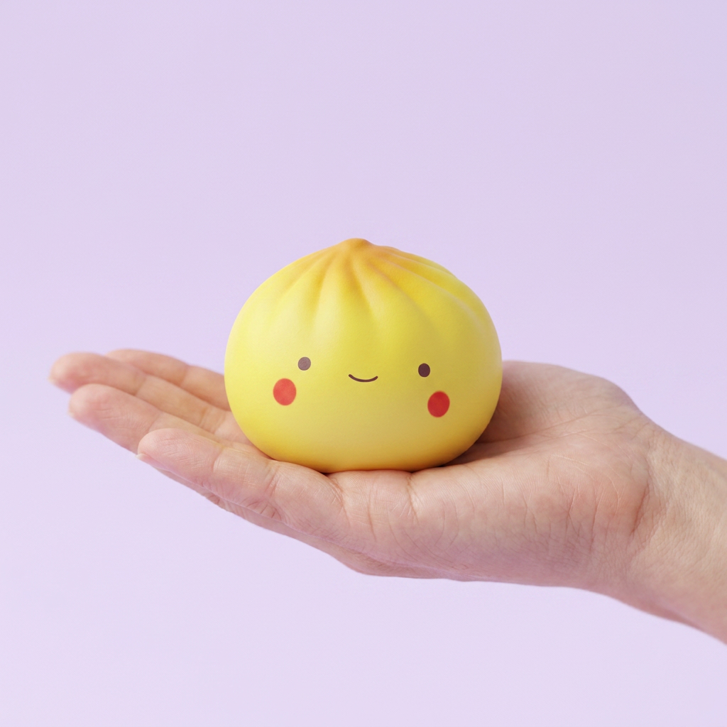 Dumpling Squishy Blind Box Mini 24 szt. w dłoni — porównanie rozmiaru