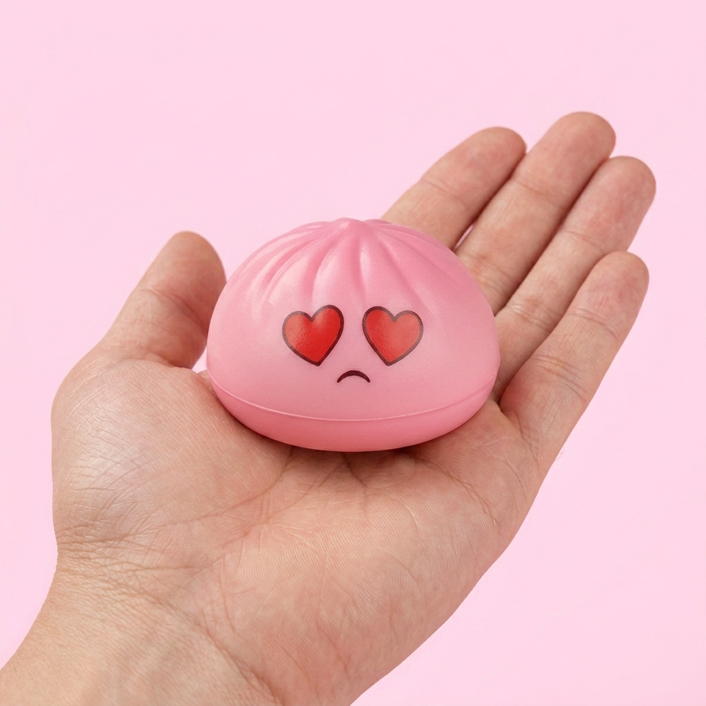 Mini Dumpling Squishy Kawaii – Zestaw 3x Niespodzianka w dłoni — porównanie rozmiaru