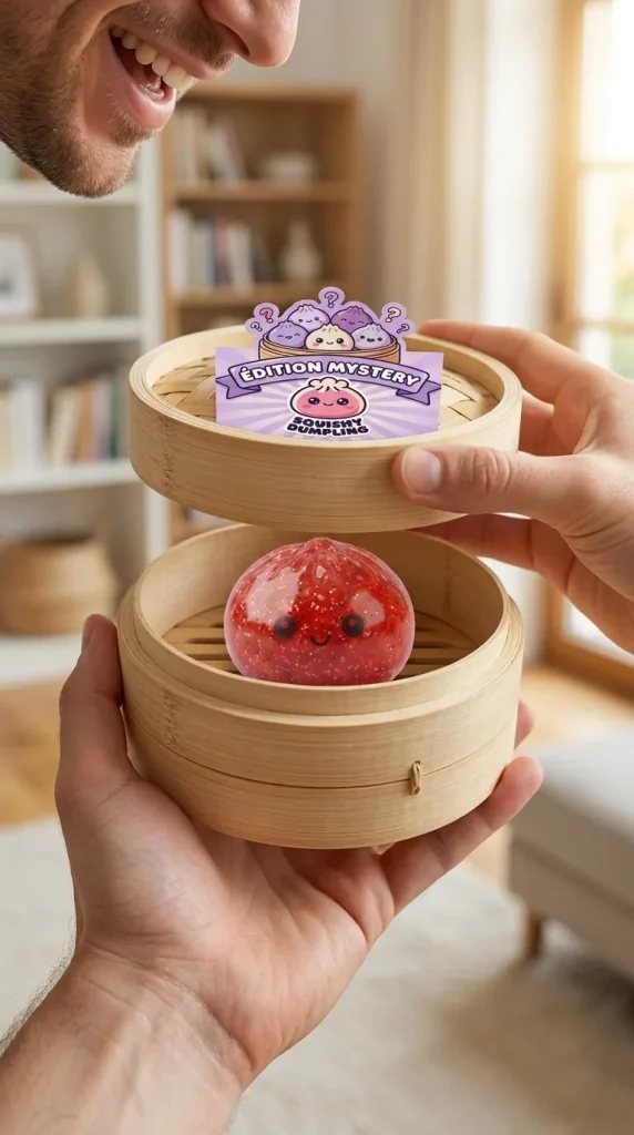 Mini Dumpling Squishy Metaliczny Niespodzianka podczas rozpakowywania