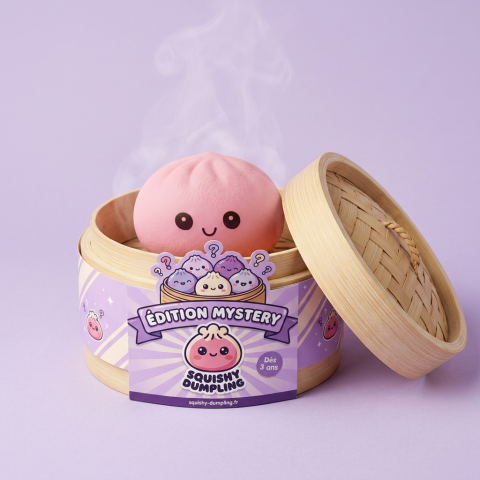 Mini Dumplings Squishy Mystery – Zestaw Niespodzianka w bambusowym koszyku