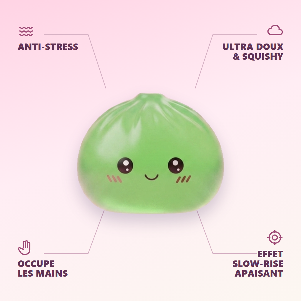 Mini Dumpling Squishy Cukier infografika: najważniejsze zalety