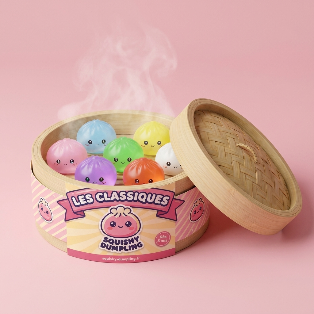 Mini Dumpling Squishy Cukier w bambusowym koszyku
