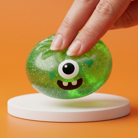 Squishy Dumpling Monster Halloween Zielony Brokat ściskany w dłoni