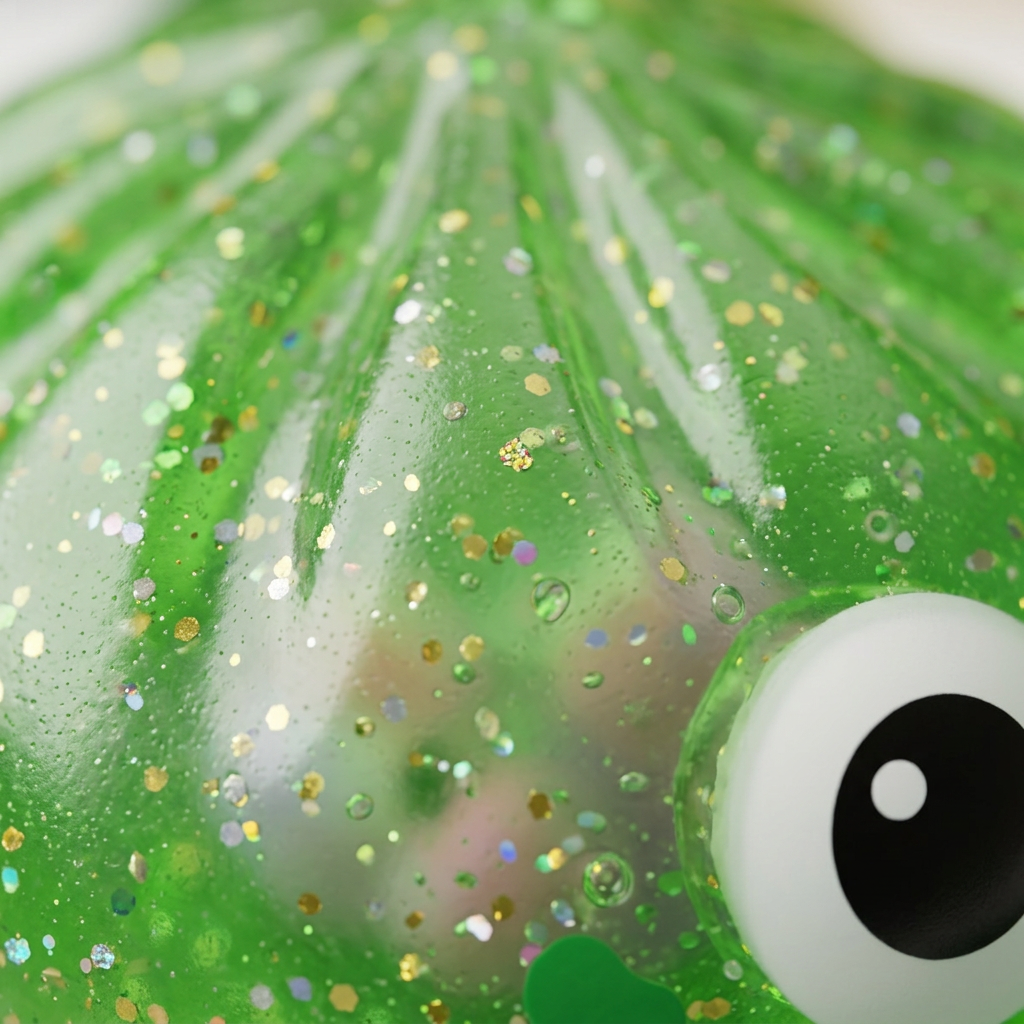 Squishy Dumpling Monster Halloween Zielony Brokat makro tekstury pianki