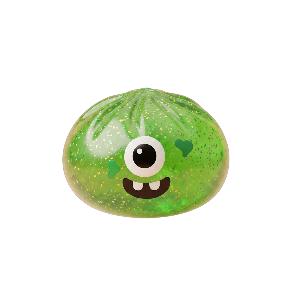 Squishy Dumpling Monster Halloween Zielony Brokat ściskany w dłoni