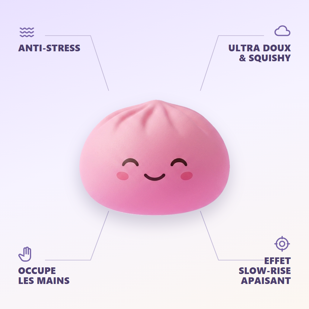 Mystery Dumpling Squishy z Koszyczkiem Bambusowym infografika: najważniejsze zalety