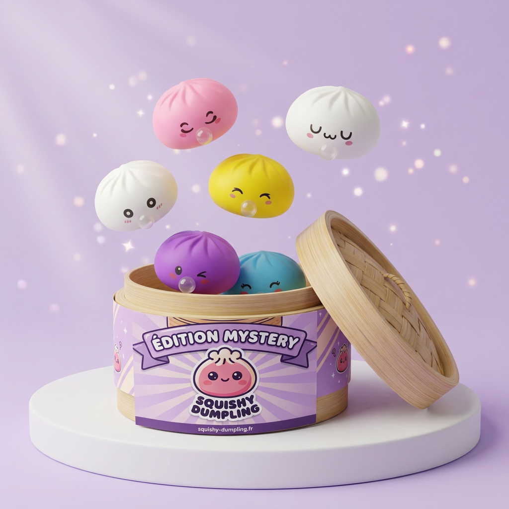 Mystery Dumpling Squishy z Koszyczkiem Bambusowym ściskany w dłoni