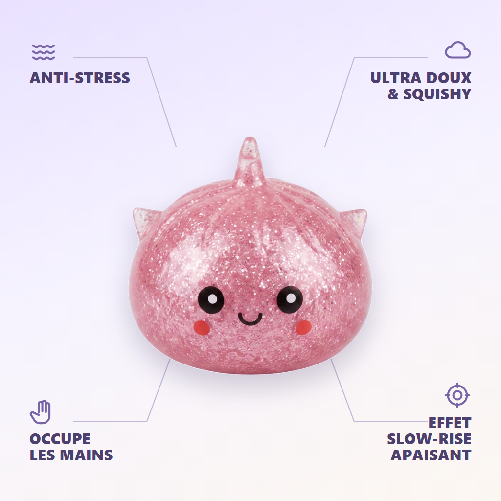 Dumpling Squishy Glitter Unicorn Niespodzianka infografika: najważniejsze zalety