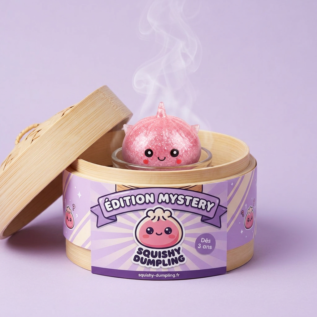 Dumpling Squishy Glitter Unicorn Niespodzianka w bambusowym koszyku