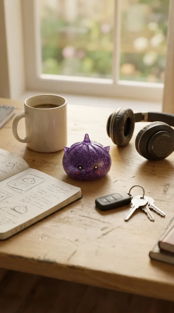Dumpling Squishy Glitter Unicorn Niespodzianka na biurku