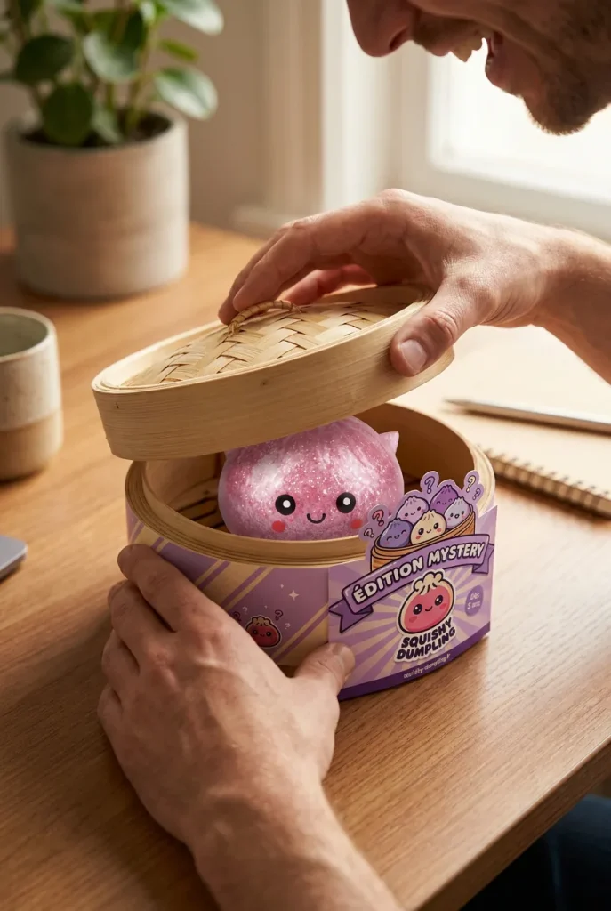 Dumpling Squishy Glitter Unicorn Niespodzianka podczas rozpakowywania