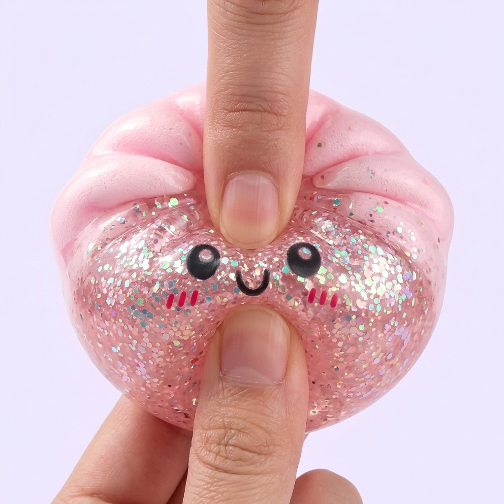Dumpling Squishy Glitter Mystery – Brokatowa Niespodzianka efekt slow-rise w akcji