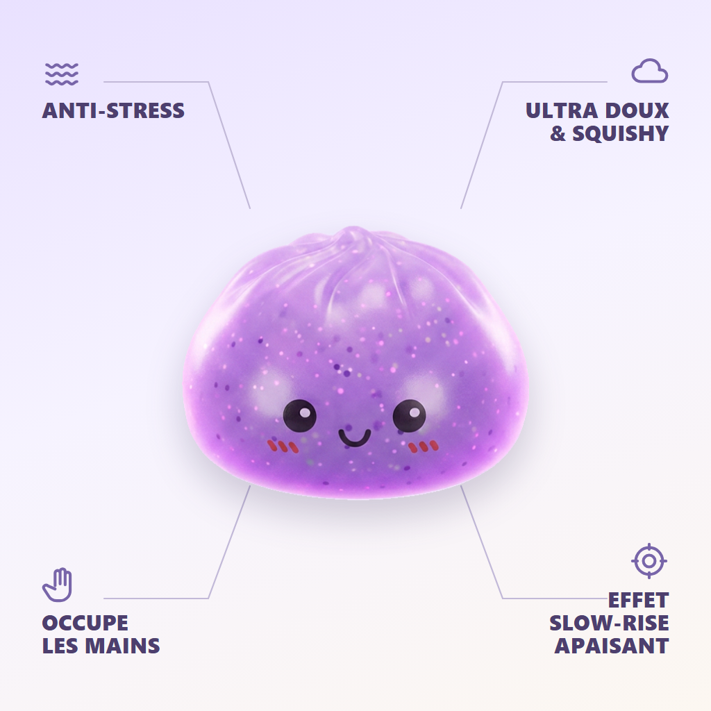 Dumpling Squishy Mystery Glow in the Dark Brokat infografika: najważniejsze zalety